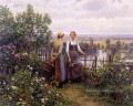 Maria et Madeleine sur la terrasse countrywoman Daniel Ridgway Knight Flowers